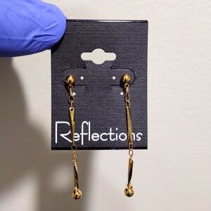 Women's Polished Gold-tone Singe Fringe 2-in long Post Drop Dangle Earrings